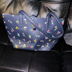 Kate Spade Navy Tote with Floral Accents